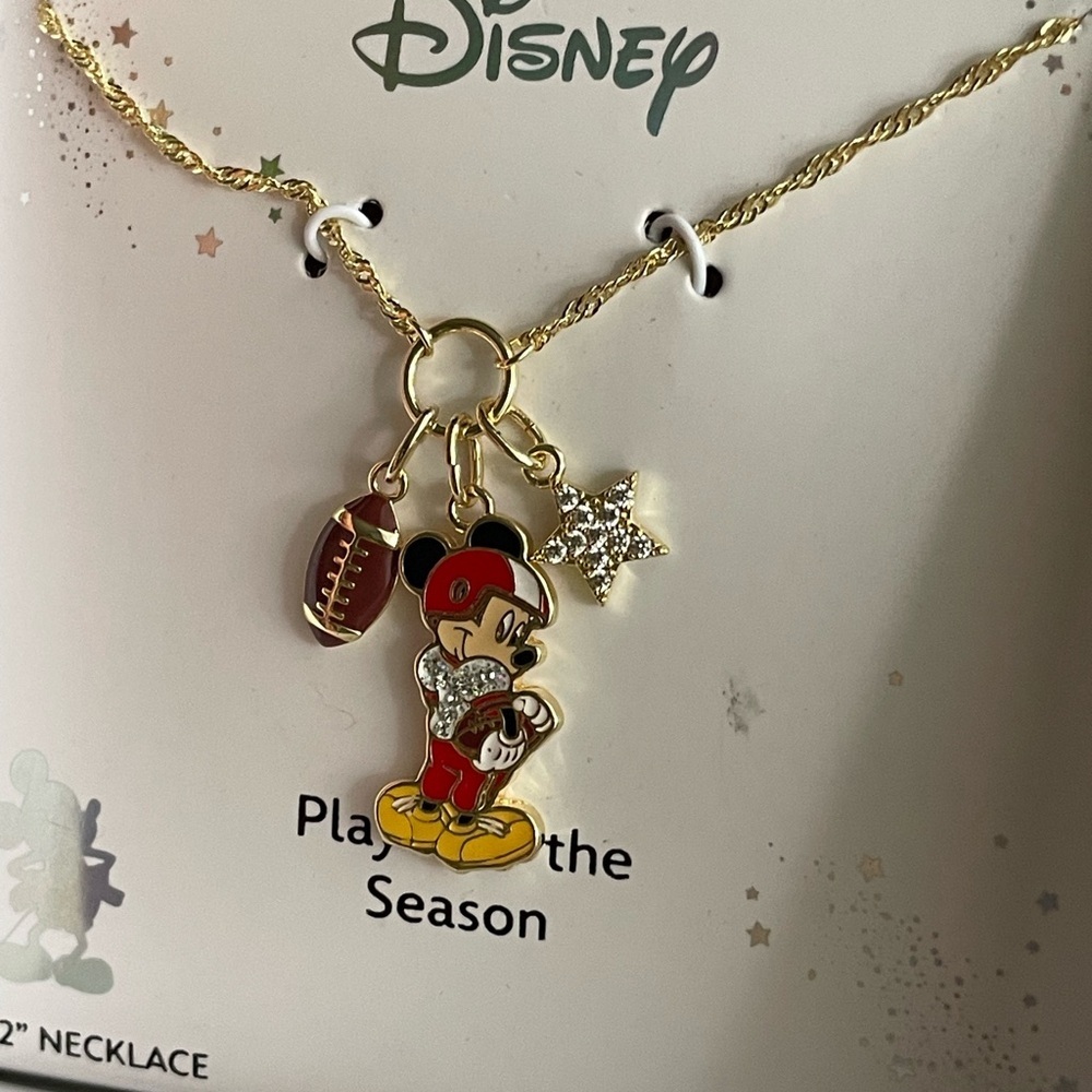 Disney Necklace,Disney Gold Mickey Mouse Sports Charm Necklace - Picture 3 of 8